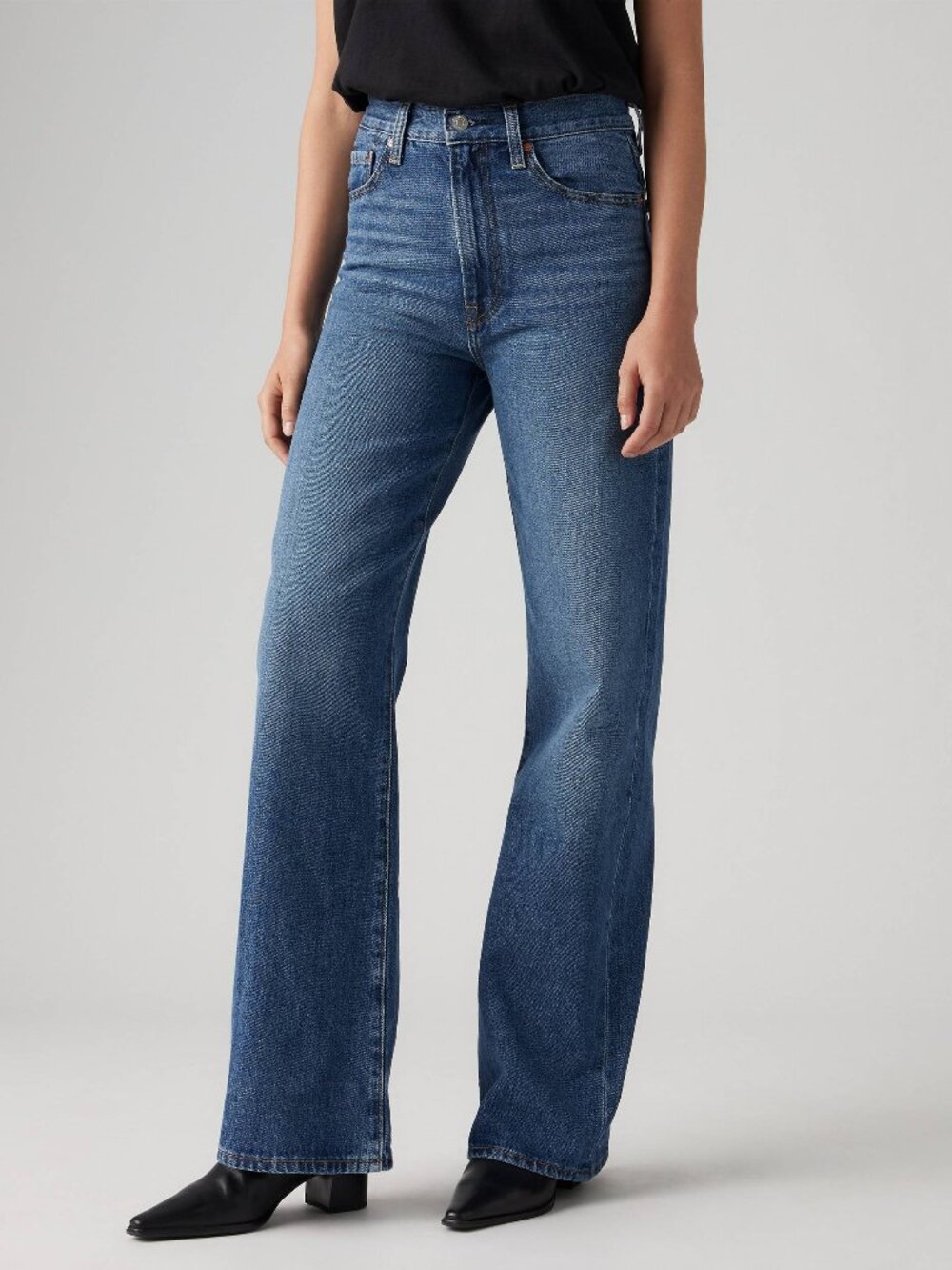 Levi's Premium Ribcage Wide Leg Jeans 31 High Rise Medium Wash 100% Cotton